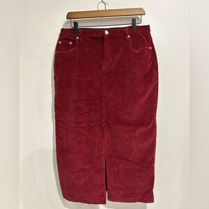 B.U.M EQUIPMENT Vintage Red Corduroy Midi‎ Holiday Skirt Size 12